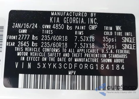 2024 Kia Sportage Ex z USA, uszkodzony, nr VIN 5XYK3CDF0RG184184